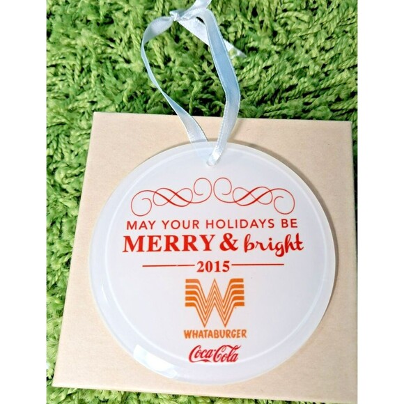 Whataburger 2015 Christmas Ornament Frosted Glass Round White Orange 3.5x3.5 - Picture 2 of 5